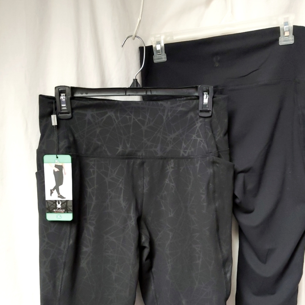 2 Pairs! / NWT SPYDER Black Compression Leggings / XL / Pockets